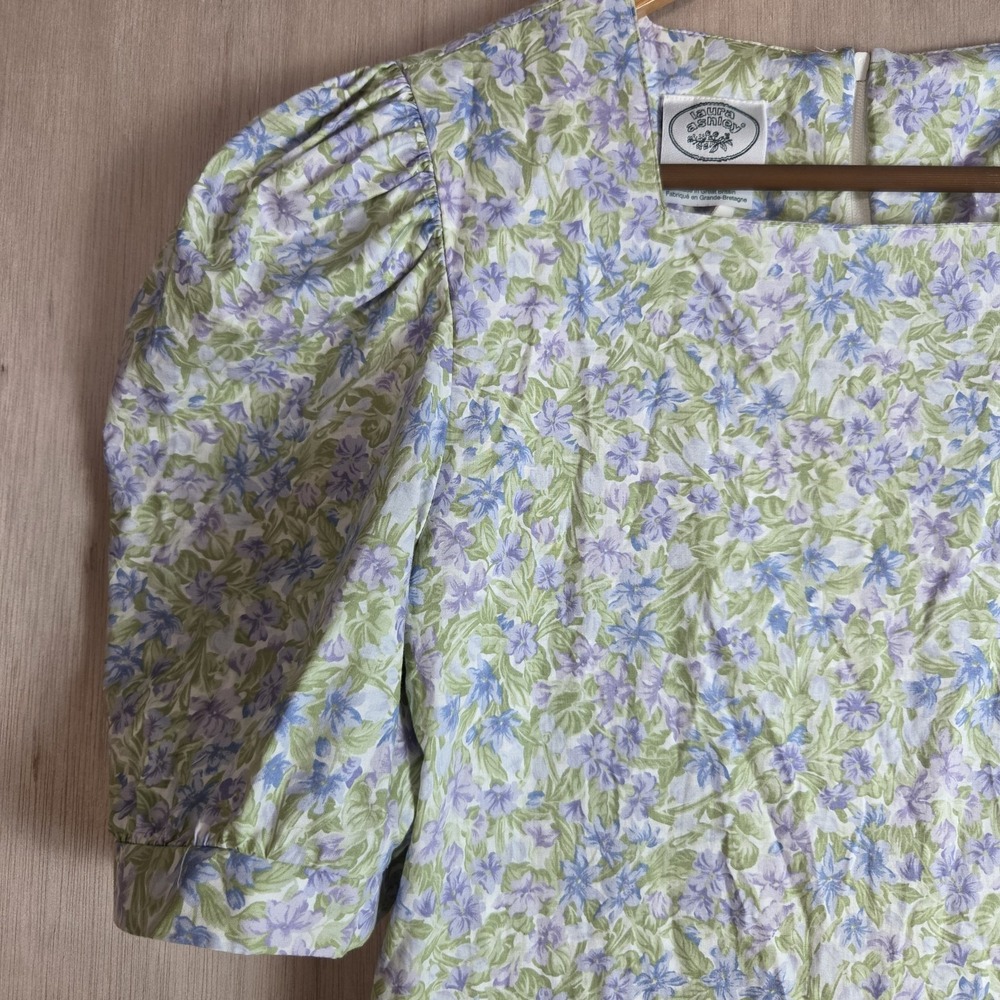 Vintage Early Laura Ashley Prairie Dress Sz 4 100% Cotton Made In Great Britain